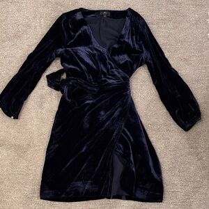 J Crew blue velvet wrap dress